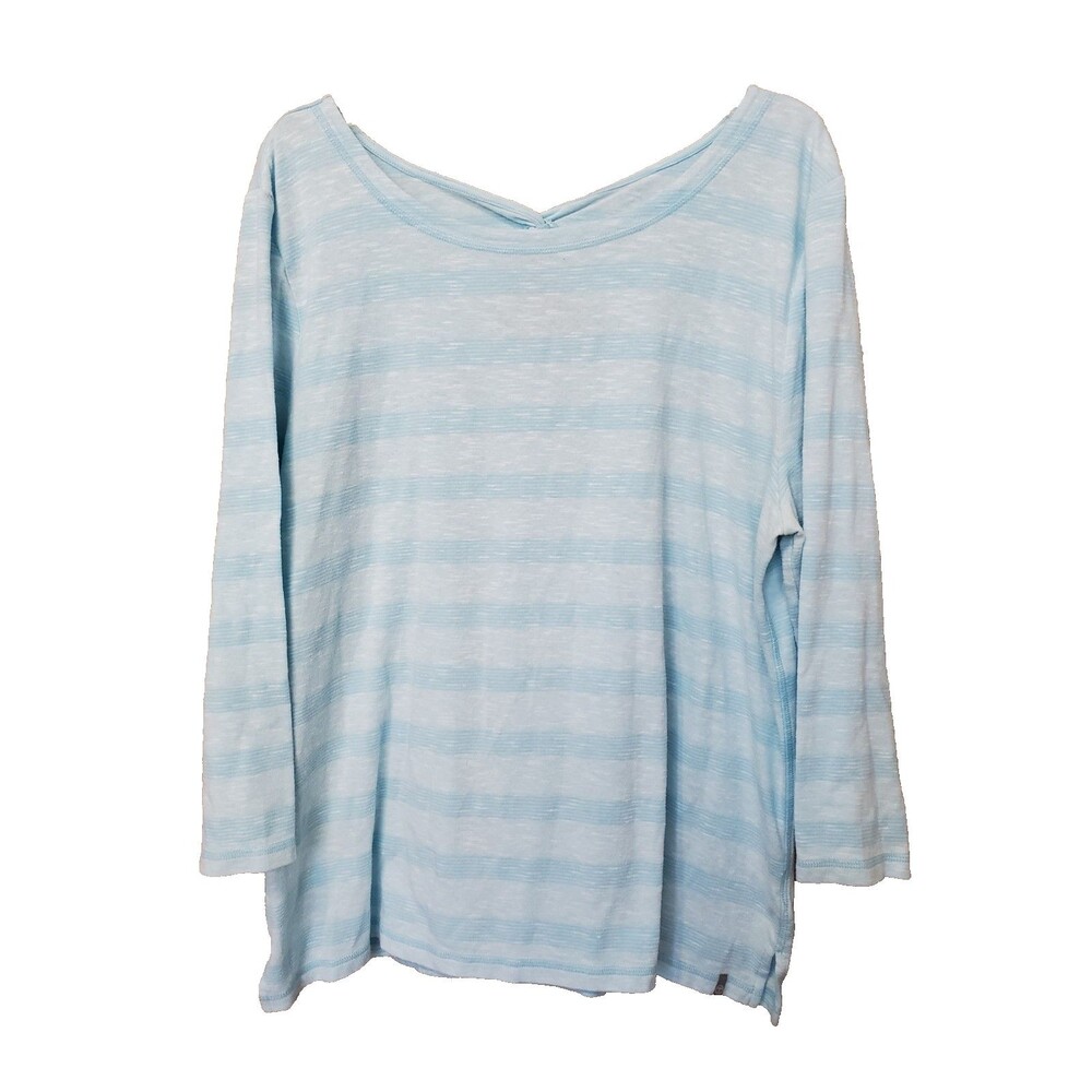 T by Talbots Striped Blue 3/4 Sleeve Twist Back Top Size XL